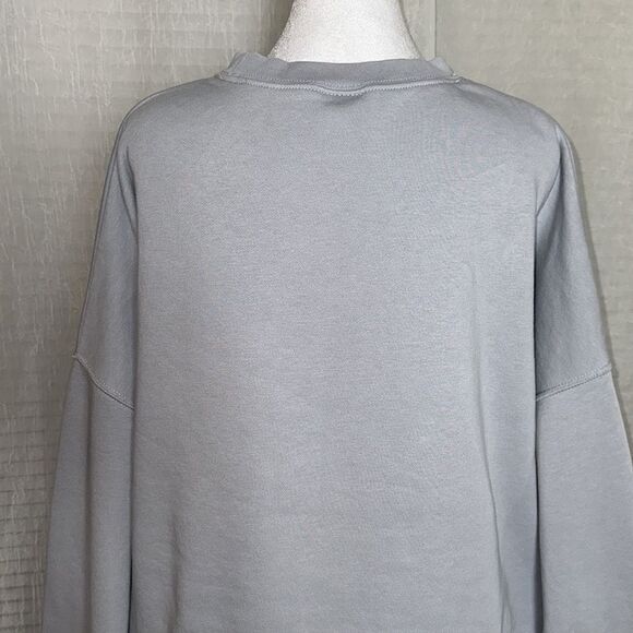 Nike L Gray Duke JUST DO IT logo Campus Collection Fleece Crop Boxy Sweatshirt - Picture 4 of 11